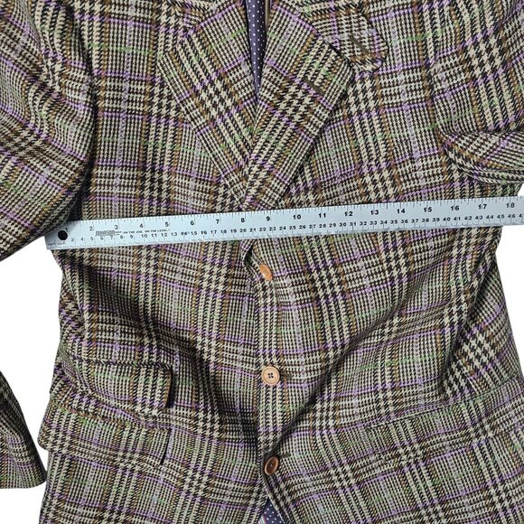 Etro Italy Mens Wool Blend Plaid Sport Coat Size 52 Brown, Purple, Black - Picture 2 of 14